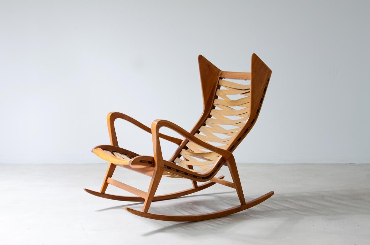 20th Century Cassina, rocking chair in wood with original seat