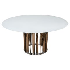 Cassina Rodolfo Dordoni Chrome Mylar and White Milk Glass Dining Table or Desk