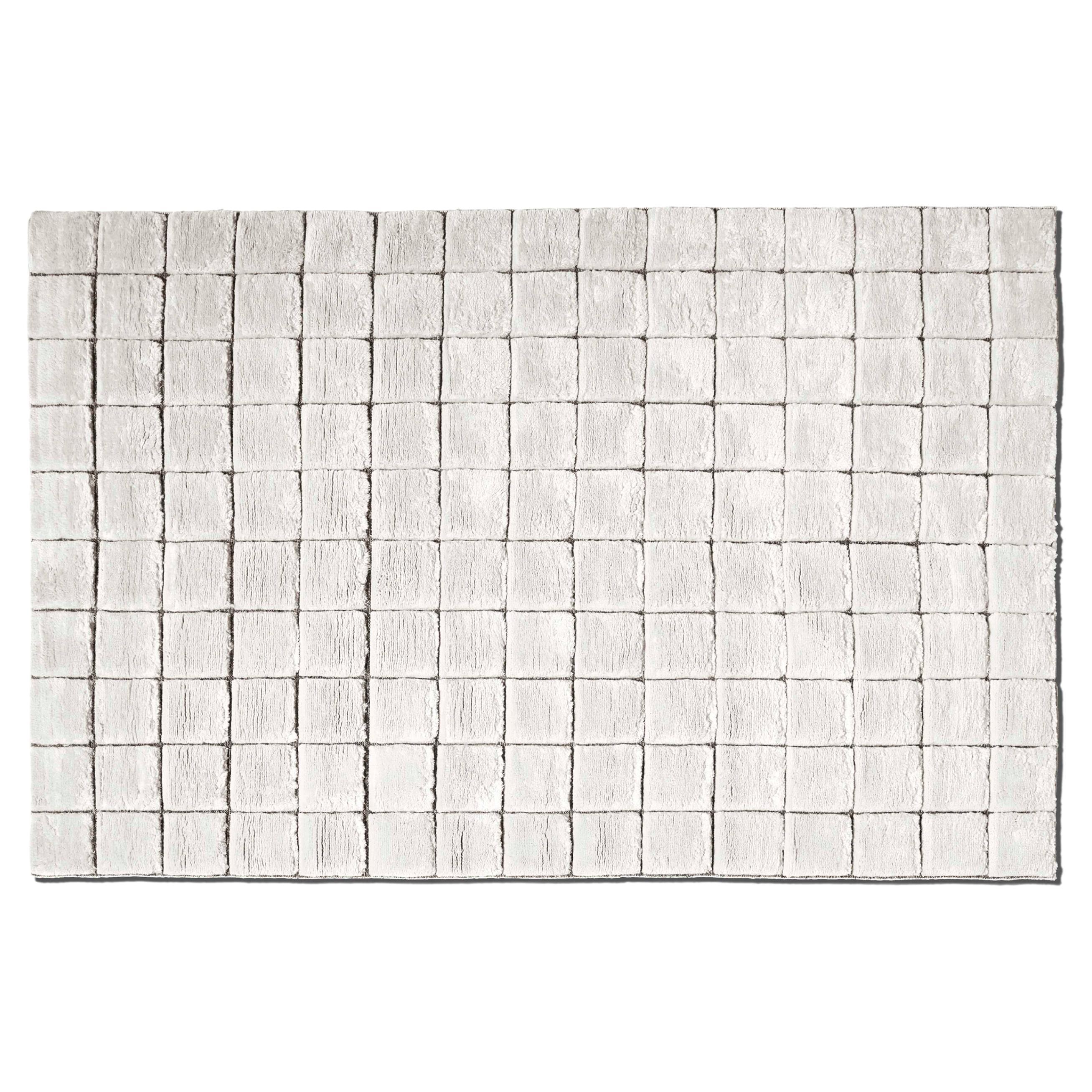 Cassina Sahara Grid Deep Pile Carpet Rug in Light Gray White, Italy 2023