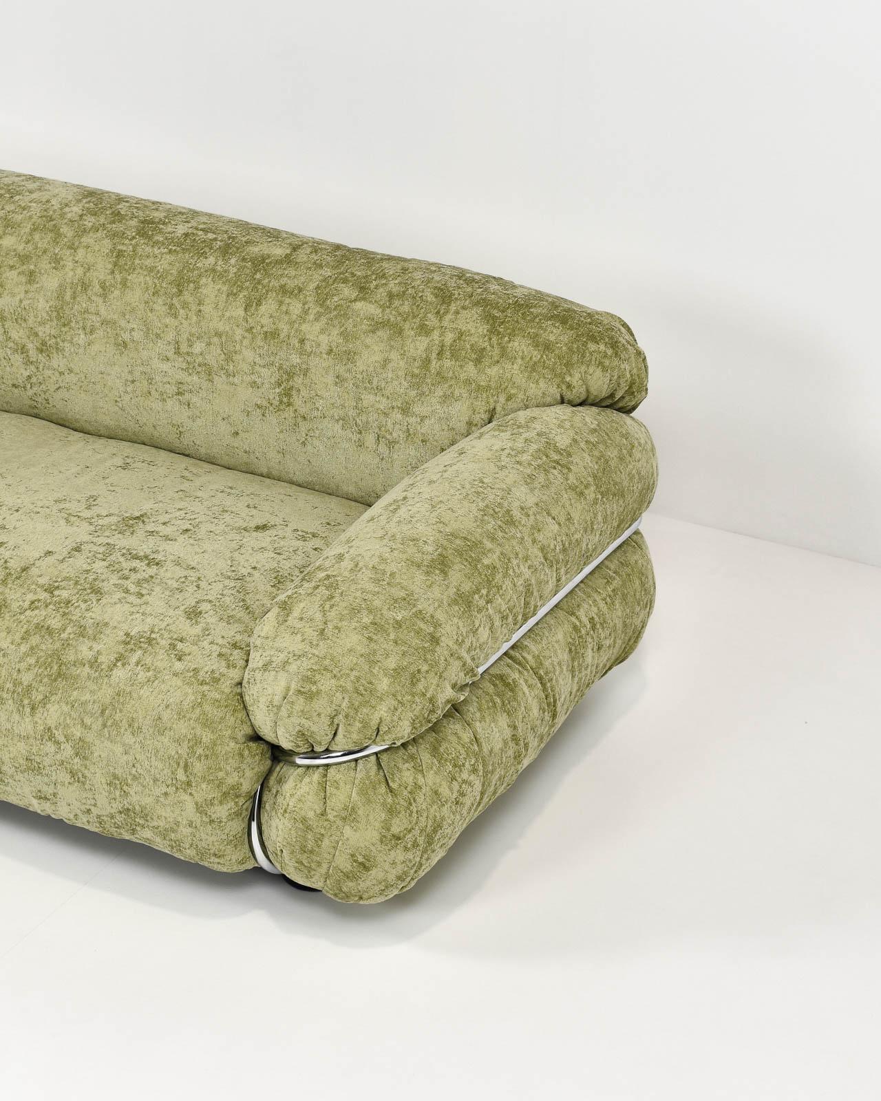 Sage Green Velvet Cassina Sesann Two Seater Sofa by Gianfranco Frattini 3