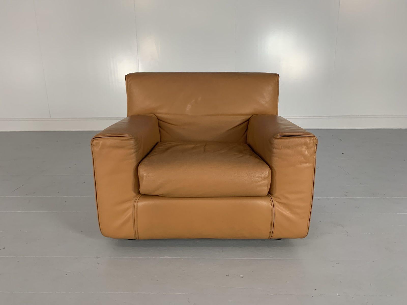 Cassina Sofa & 2 Armchair Suite, in Tan Brown Leather For Sale 8