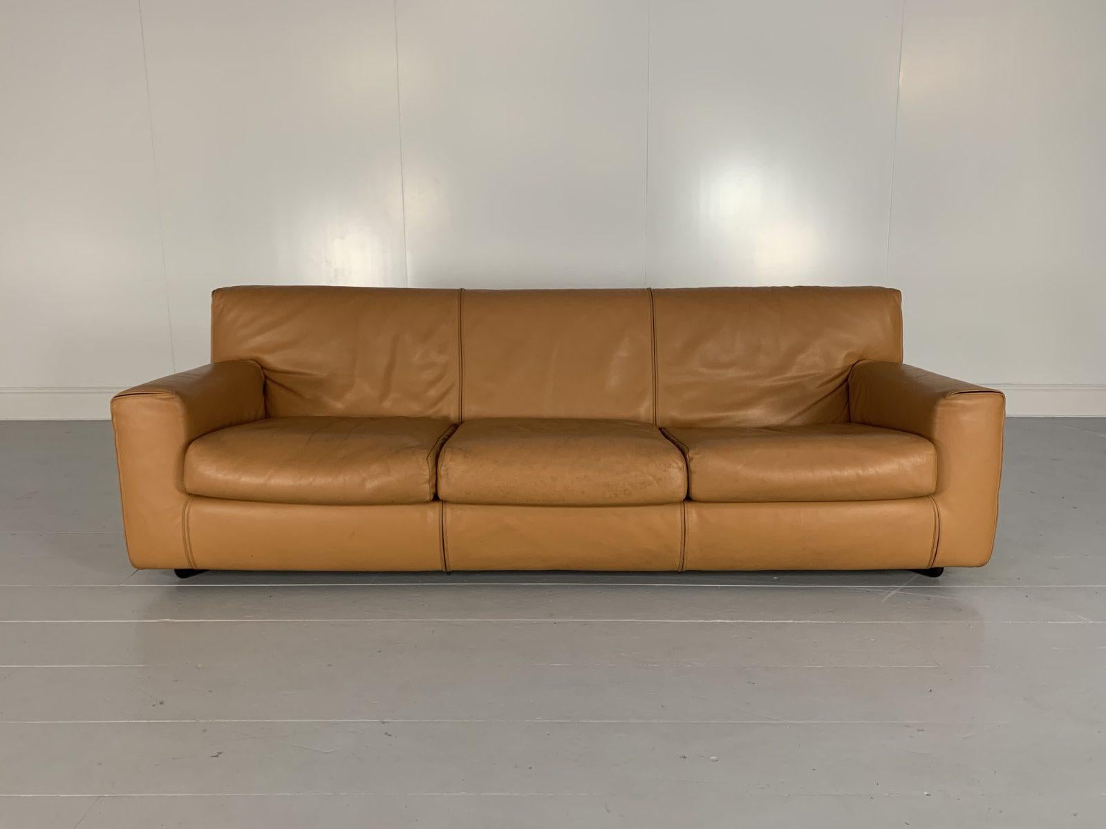 Contemporary Cassina Sofa & 2 Armchair Suite, in Tan Brown Leather For Sale
