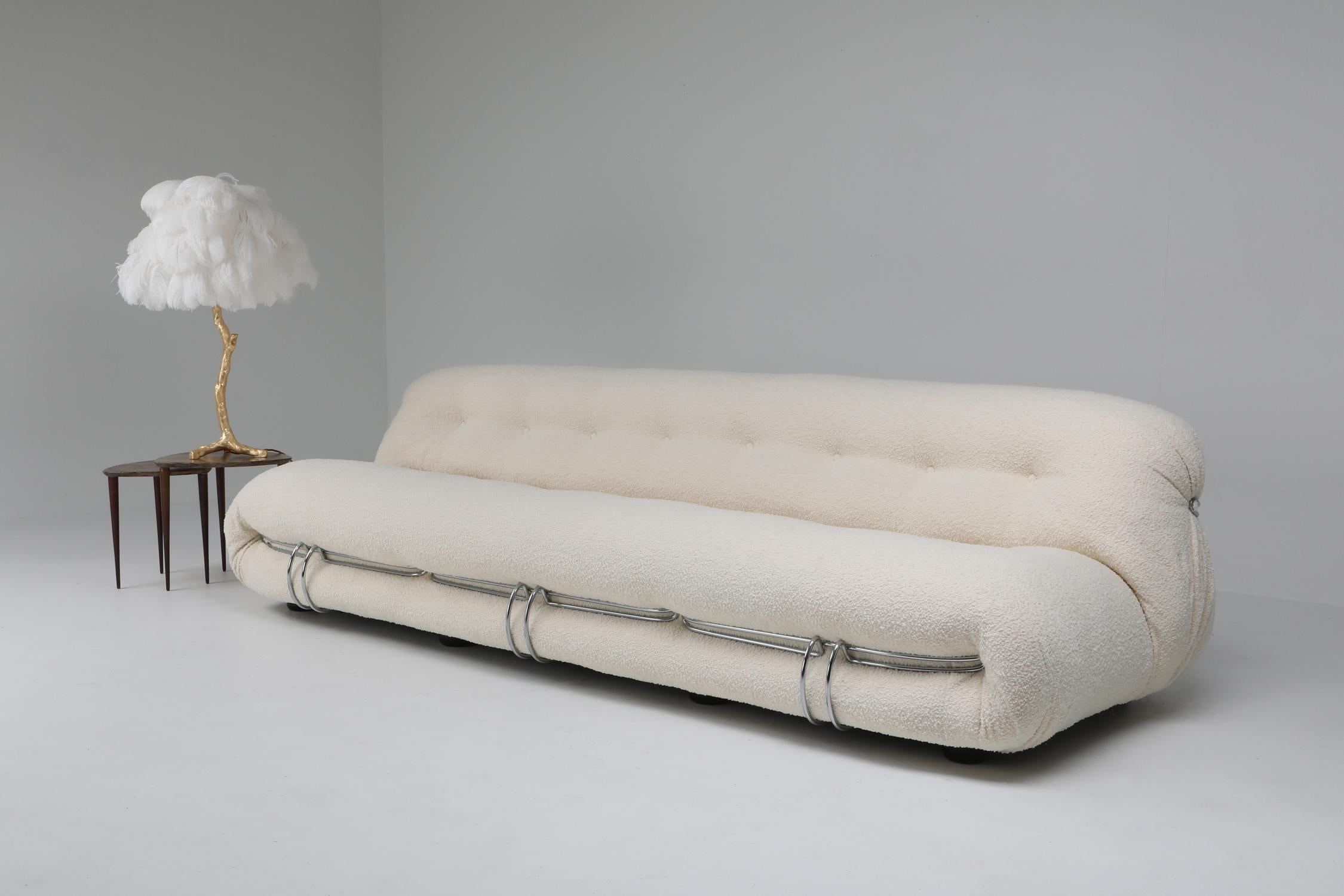 20th Century Cassina 'Soriana' Bouclé Sofa by Afra and Tobia Scarpa