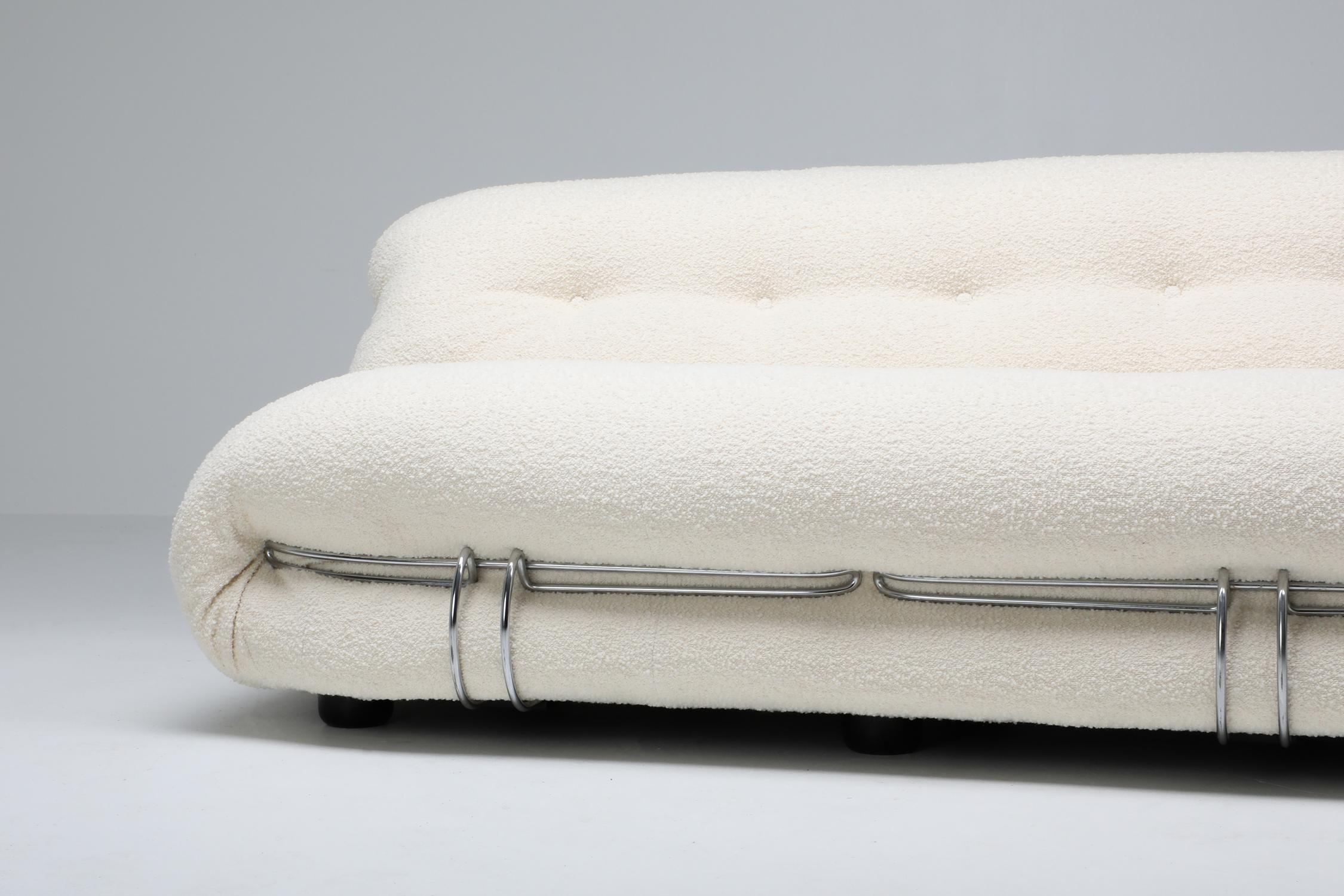 Wool Cassina 'Soriana' Bouclé Sofa by Afra and Tobia Scarpa