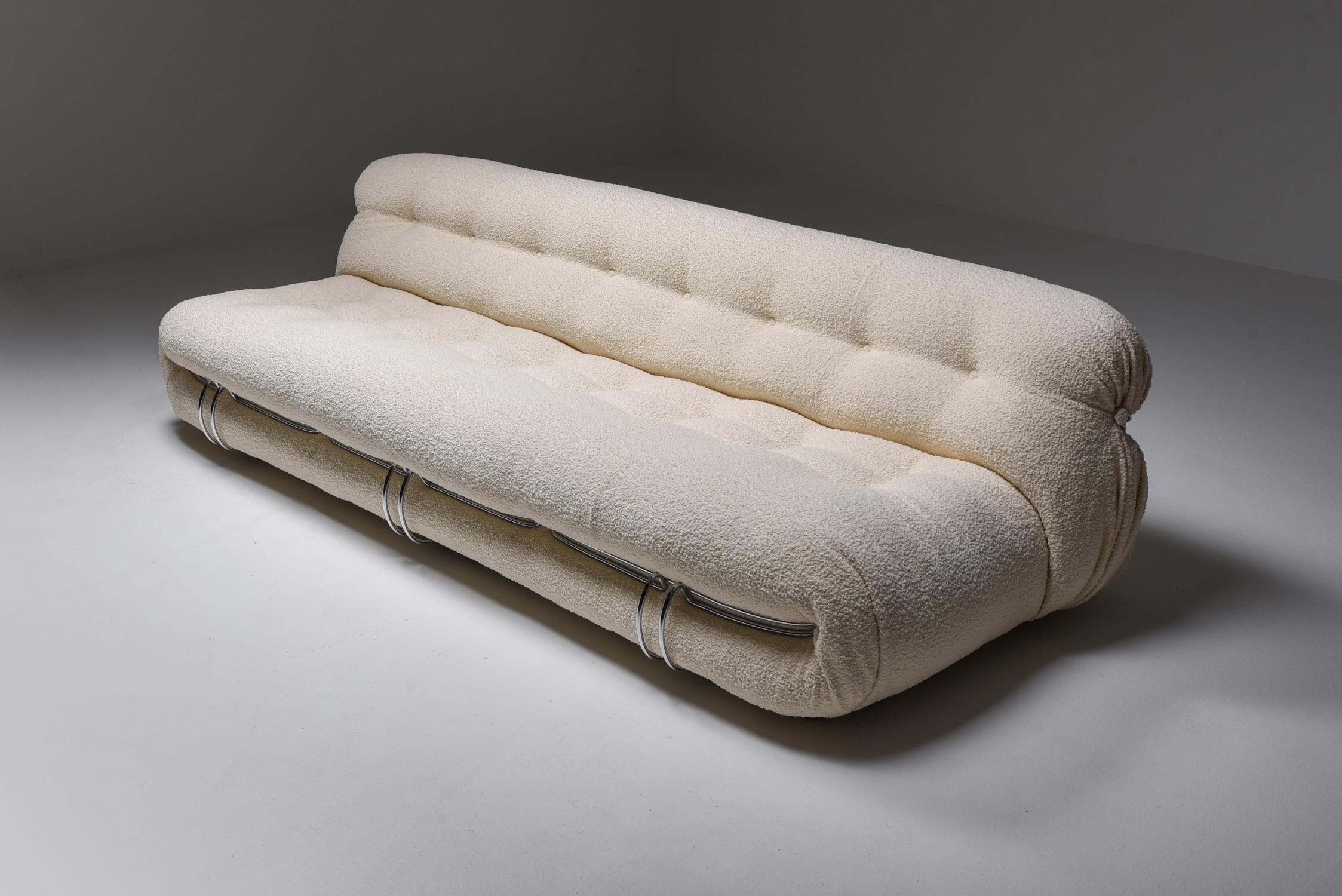 Cassina; Scarpa; Mid-Century Modern; Boucle Wool; Afra & Tobia Scarpa; Post-Modern; Postmodern Design; 1970s Design; Italy; Italian Design; 

Manufactured by Cassina in the 1970s, the Soriana collection was meant to express beauty and comfort by