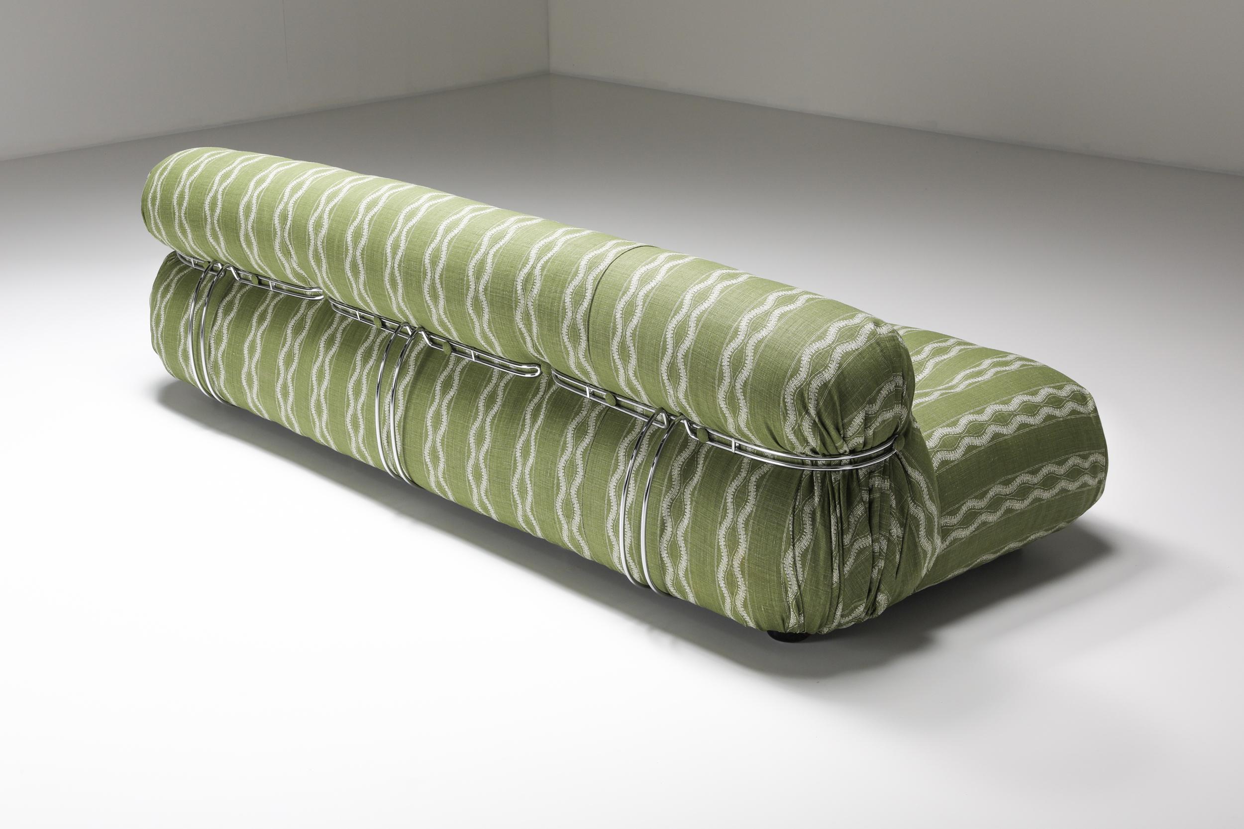Late 20th Century Cassina Soriana Four Seater Sofa by Afra and Tobia Scarpa in green Peter Dunham