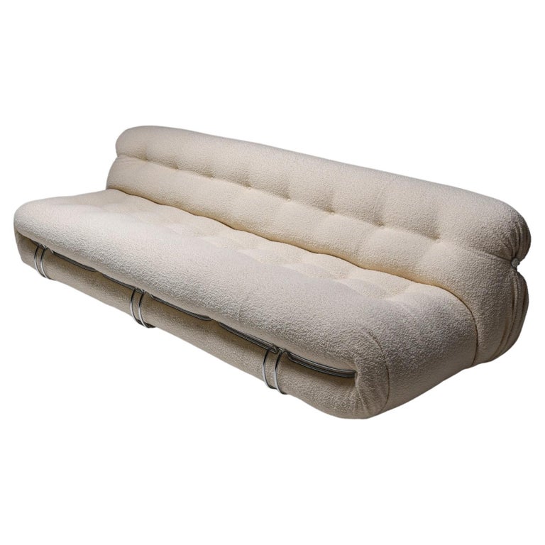 Cassina 'Soriana' Four Seater Sofa by Afra and Tobia Scarpa in Bouclé For Sale