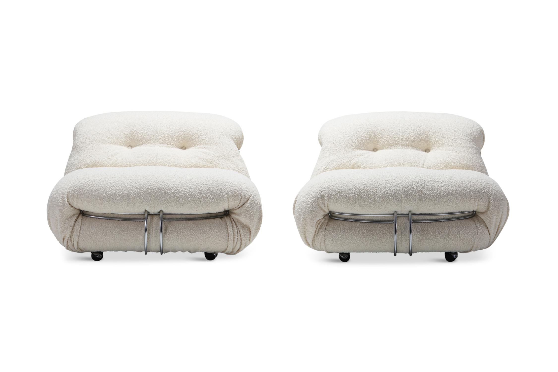 Cassina 'Soriana' Lounge Chairs by Afra and Tobia Scarpa in Bouclé Wool 3