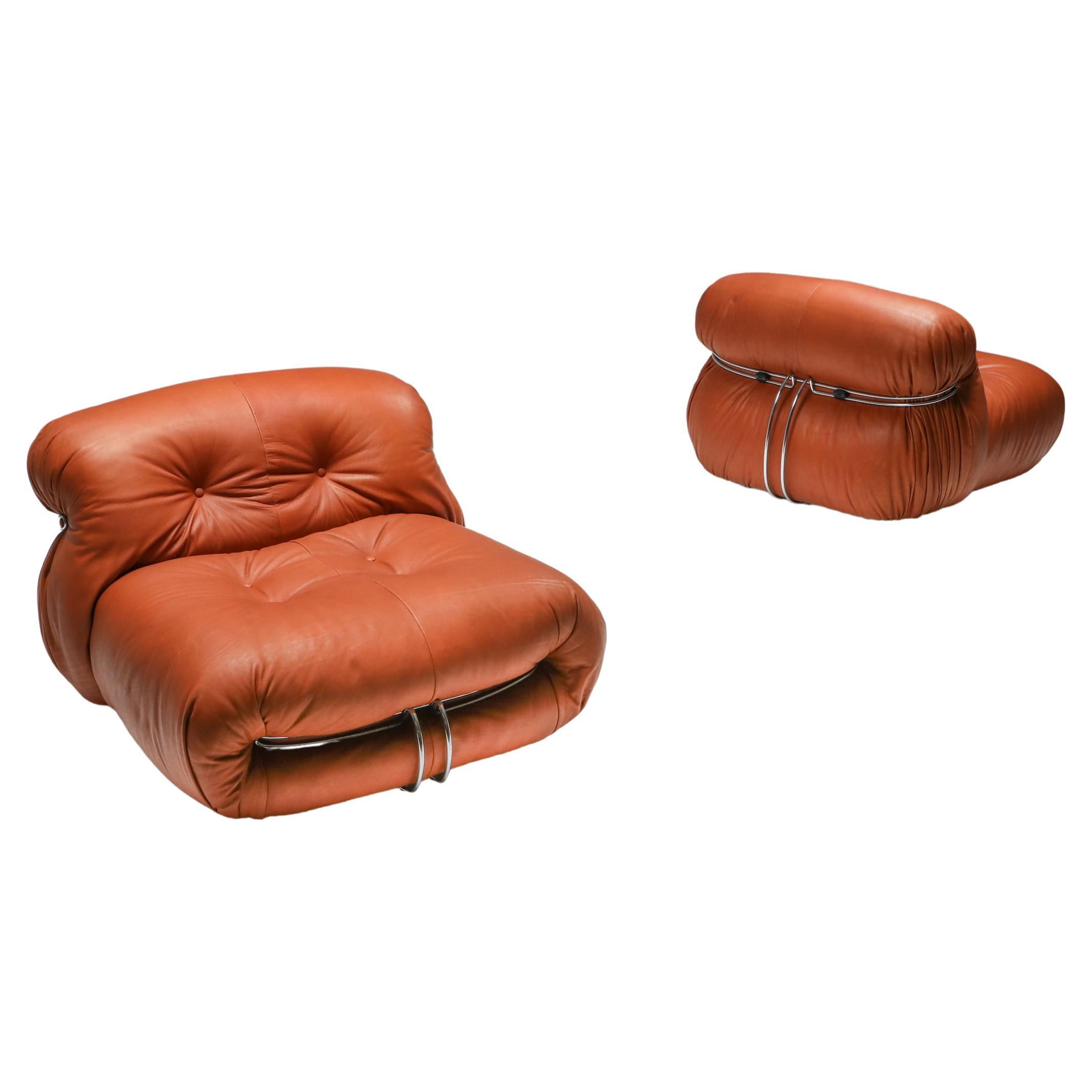 Cassina 'Soriana' Pair of Lounge Chairs by Afra and Tobia Scarpa, 1970's