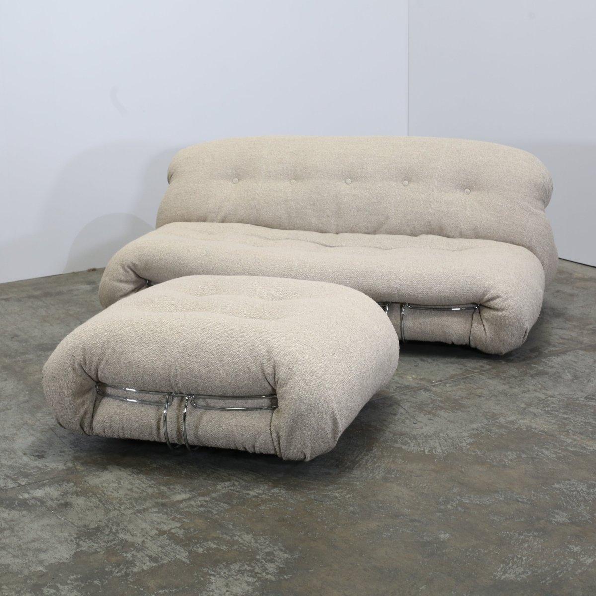 Cassina Soriana Zweisitzer-Sofa und Ottomane von Afra & Tobia Scarpa im Zustand „Gut“ im Angebot in Basildon, London