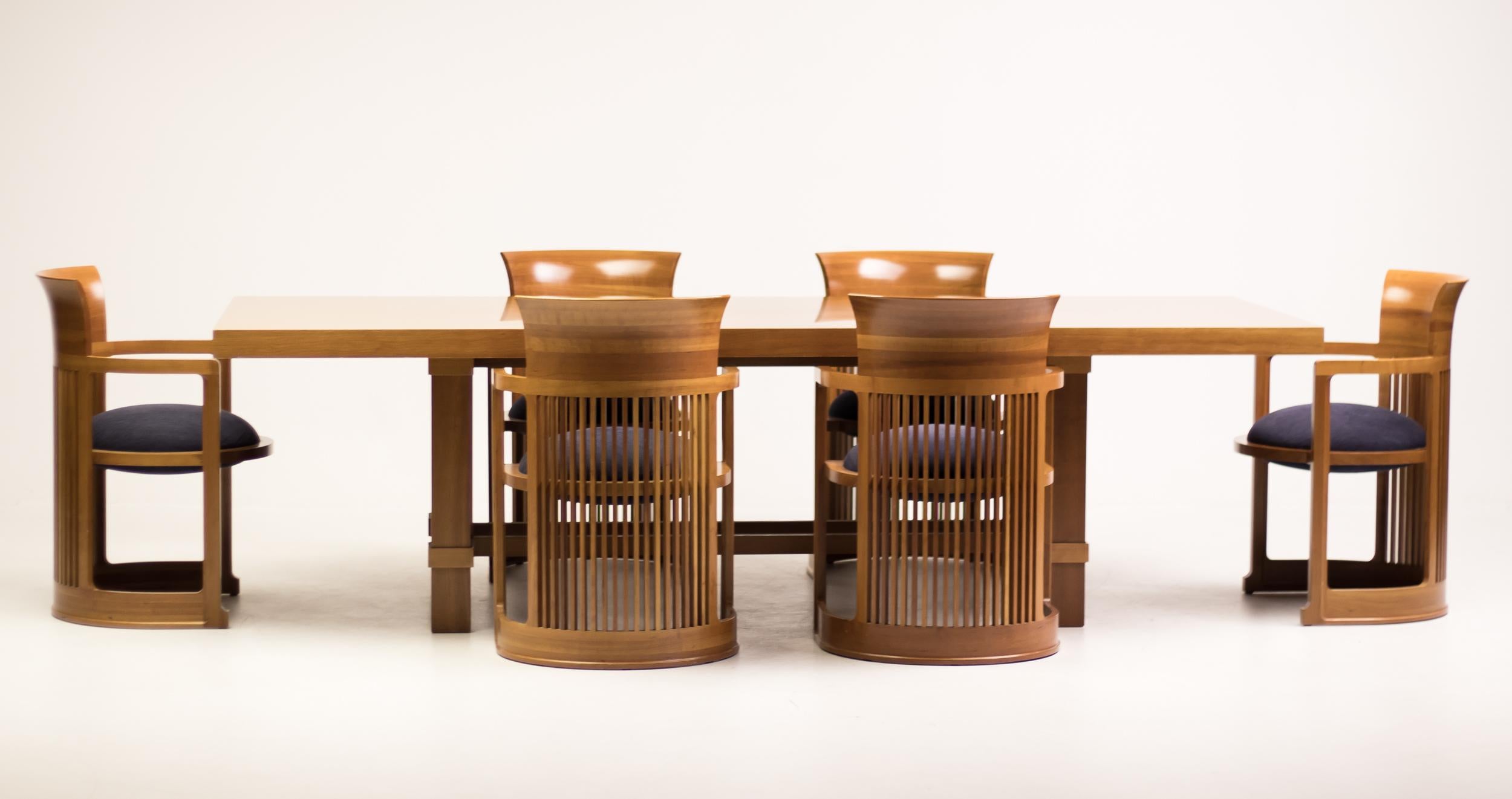 20th Century Cassina Taliesin Dining Table and Barrel Chairs by Frank Lloyd Wright