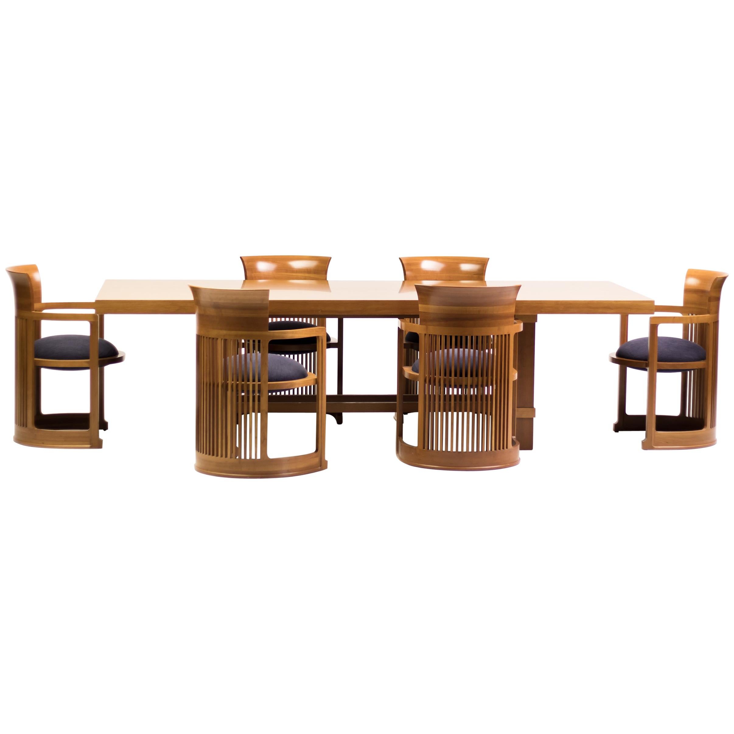 Cassina Taliesin Dining Table and Barrel Chairs by Frank Lloyd Wright