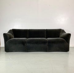 Cassina Tentazione Sofa by Mario Bellini in Charcoal Mohair Midcentury