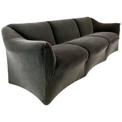 Cassina Tentazione Sofa by Mario Bellini in Charcoal Mohair Midcentury