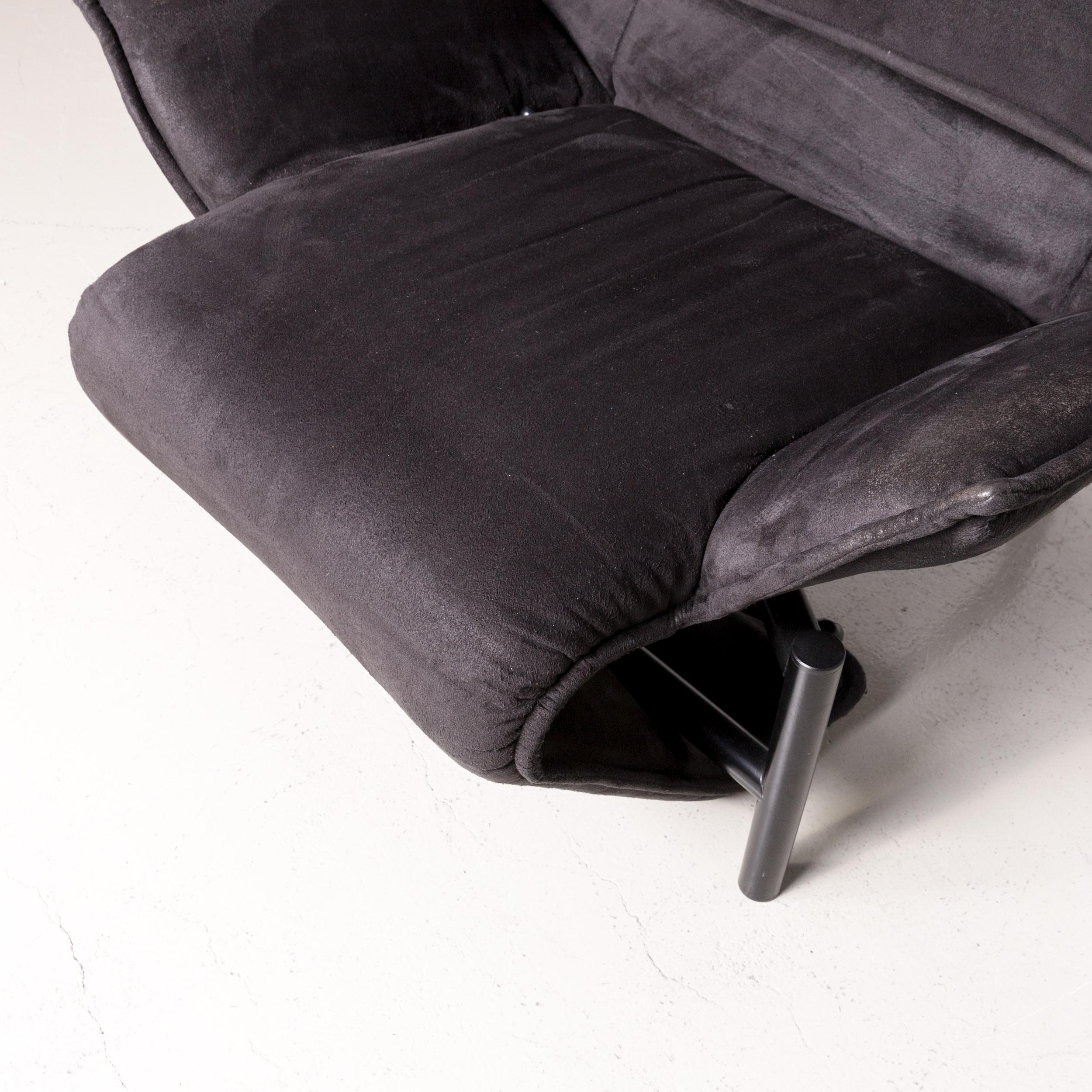 Cassina Veranda Designer Fabric Armchair in Black Recliner Function Alcantara In Good Condition For Sale In Cologne, DE