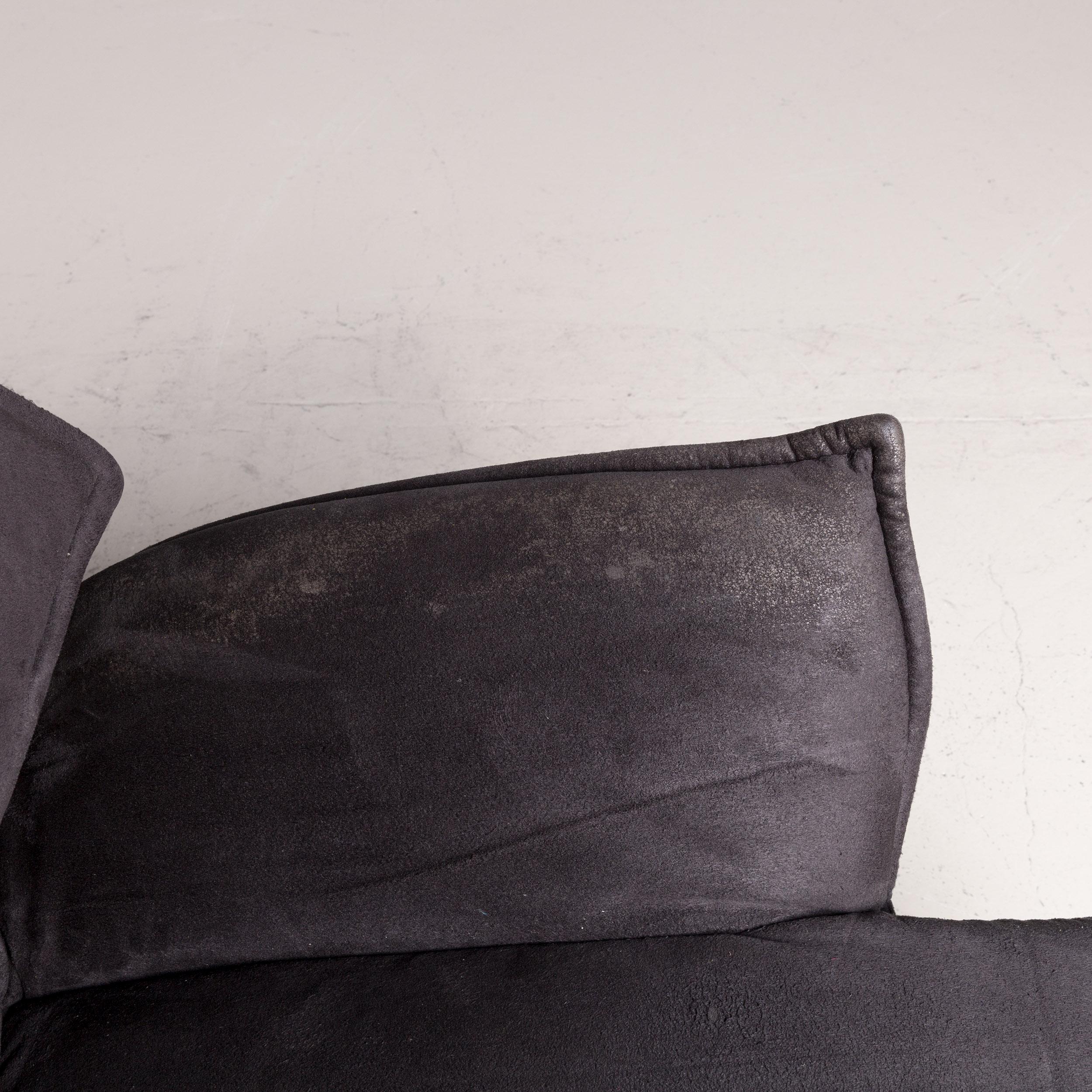 Cassina Veranda Designer Fabric Armchair in Black Recliner Function Alcantara For Sale 1