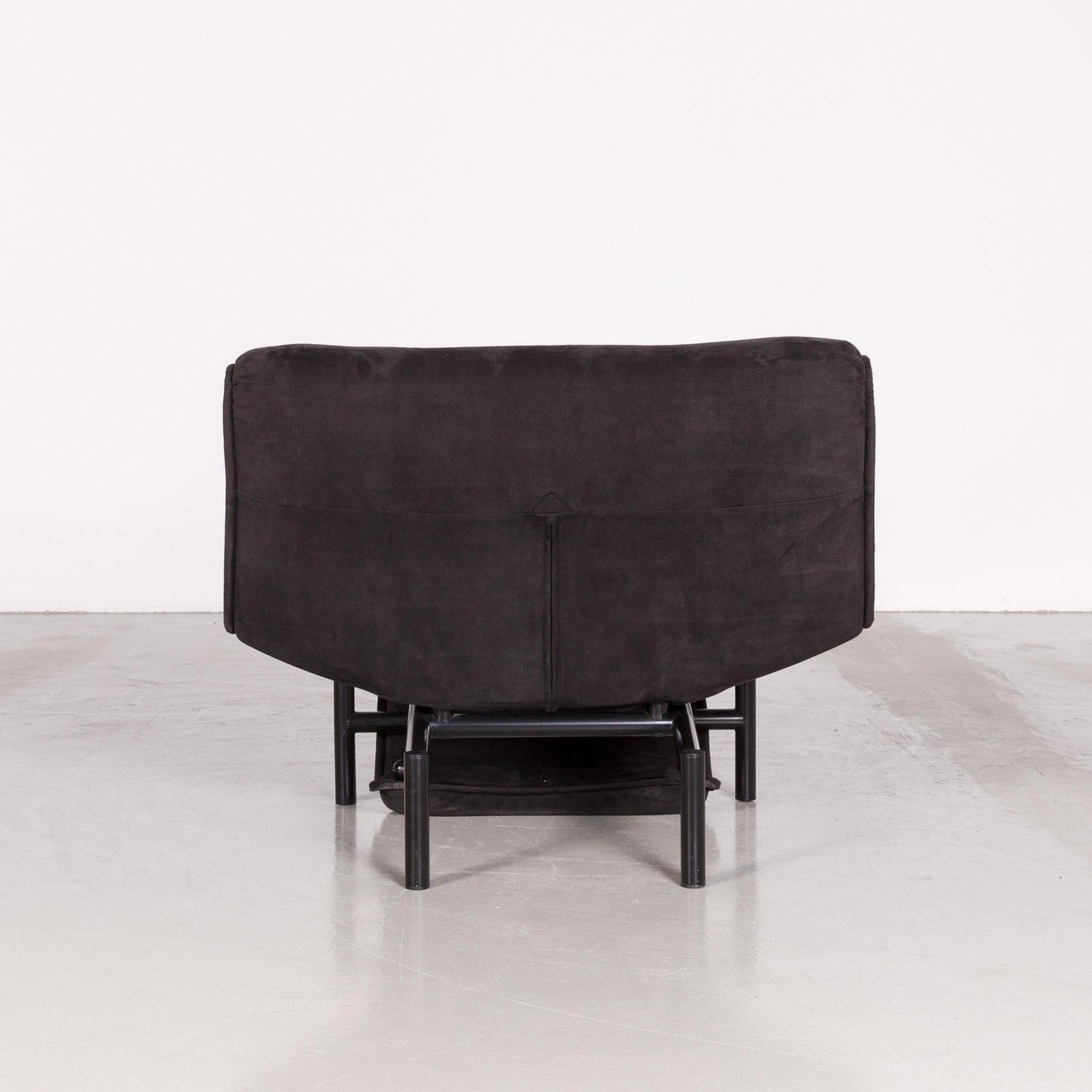 Cassina Veranda Designer Fabric Armchair in Black Recliner Function Alcantara For Sale 3