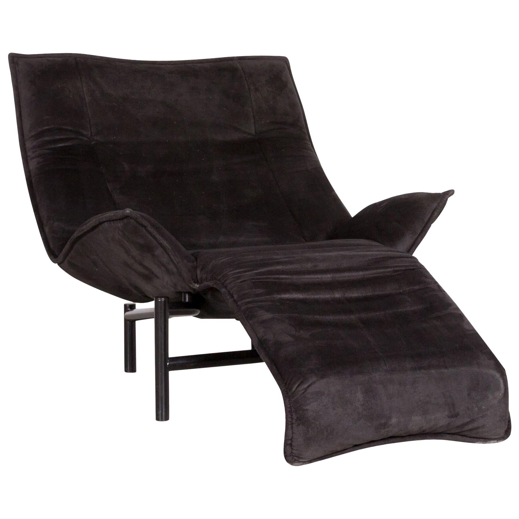 Cassina Veranda Designer Fabric Armchair in Black Recliner Function Alcantara For Sale