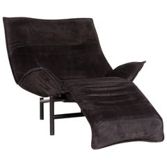 Cassina Veranda Designer Fabric Armchair in Black Recliner Function Alcantara