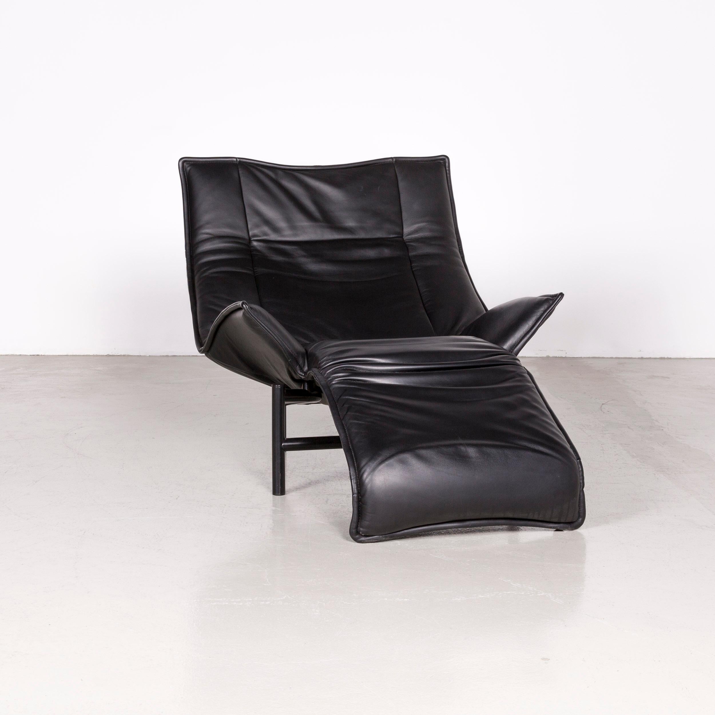 Cassina Veranda Designer Leather Armchair in Black Recliner Function In Good Condition For Sale In Cologne, DE