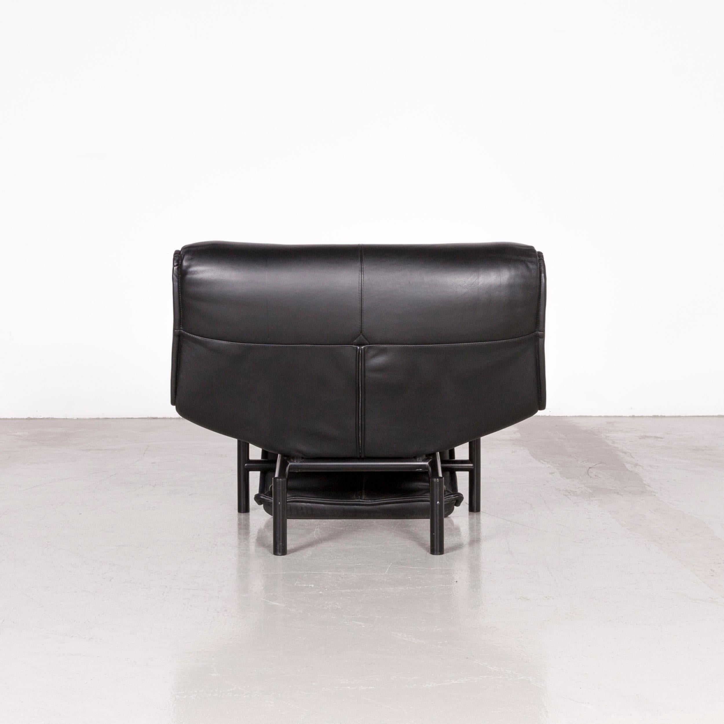 Cassina Veranda Designer Leather Armchair in Black Recliner Function For Sale 1
