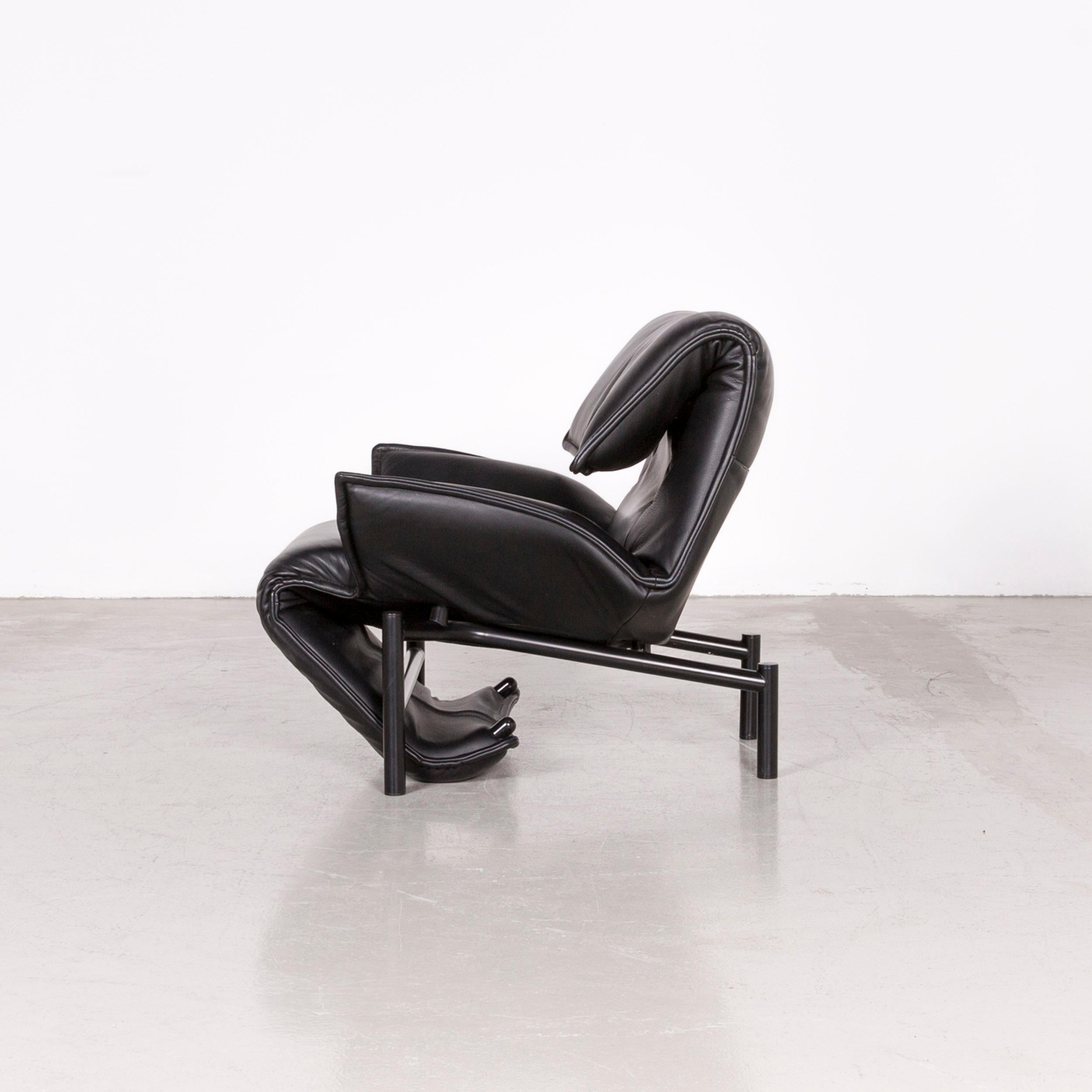 Cassina Veranda Designer Leather Armchair in Black Recliner Function For Sale 2