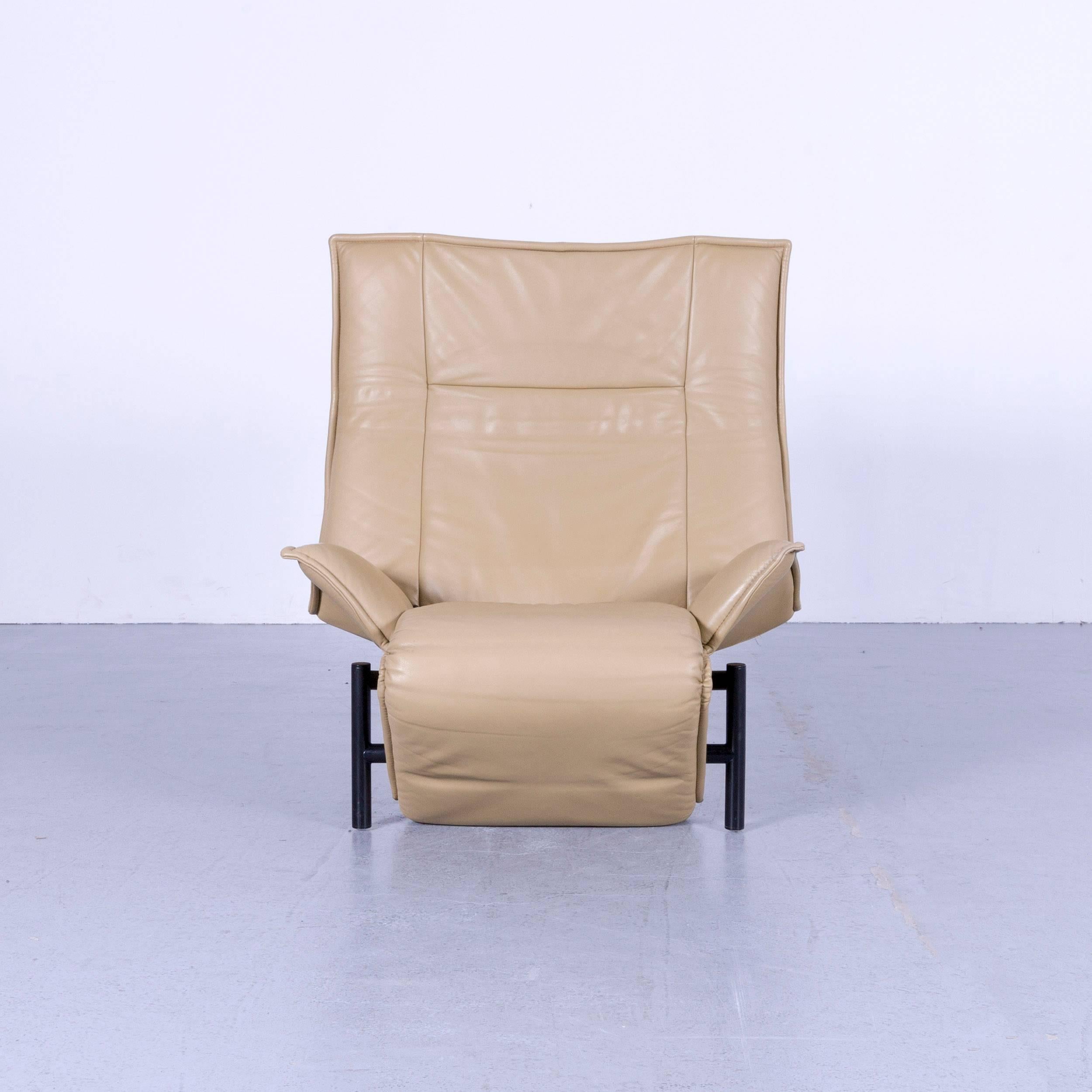 Cassina Veranda Designer-Ledersessel in Olivbeige mit Liegefunktion (Niederländisch)