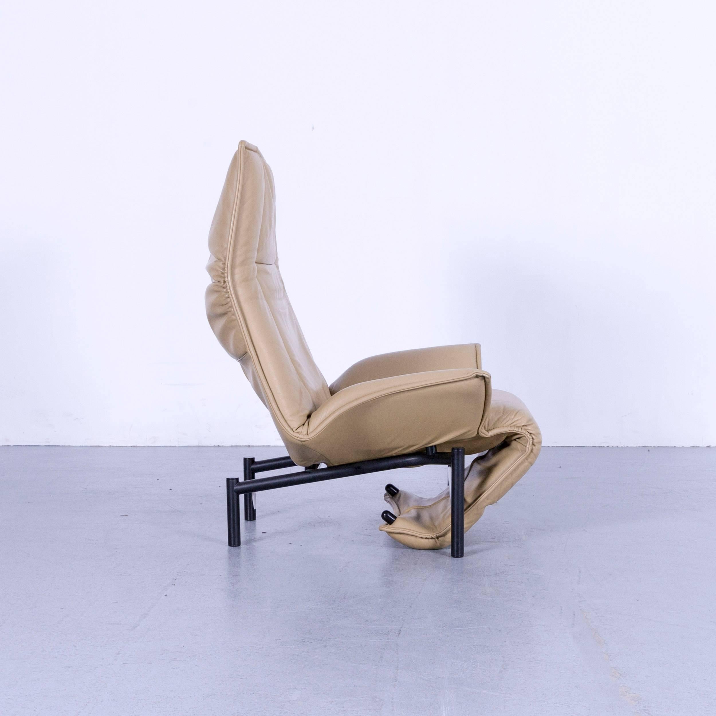 Cassina Veranda Designer-Ledersessel in Olivbeige mit Liegefunktion im Zustand „Gut“ in Cologne, DE