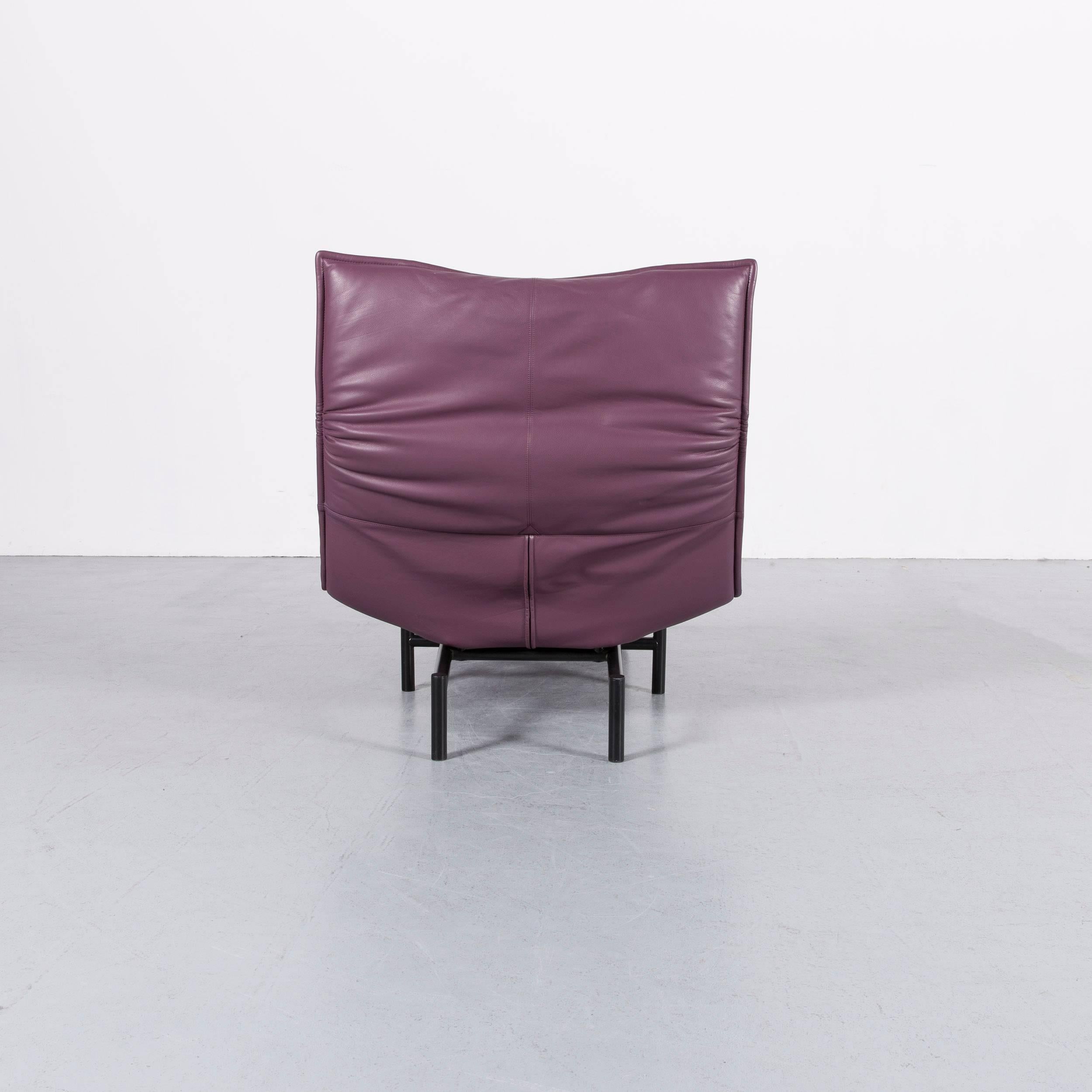 Cassina Veranda Designer Leather Armchair in Purple with Recliner Function 3