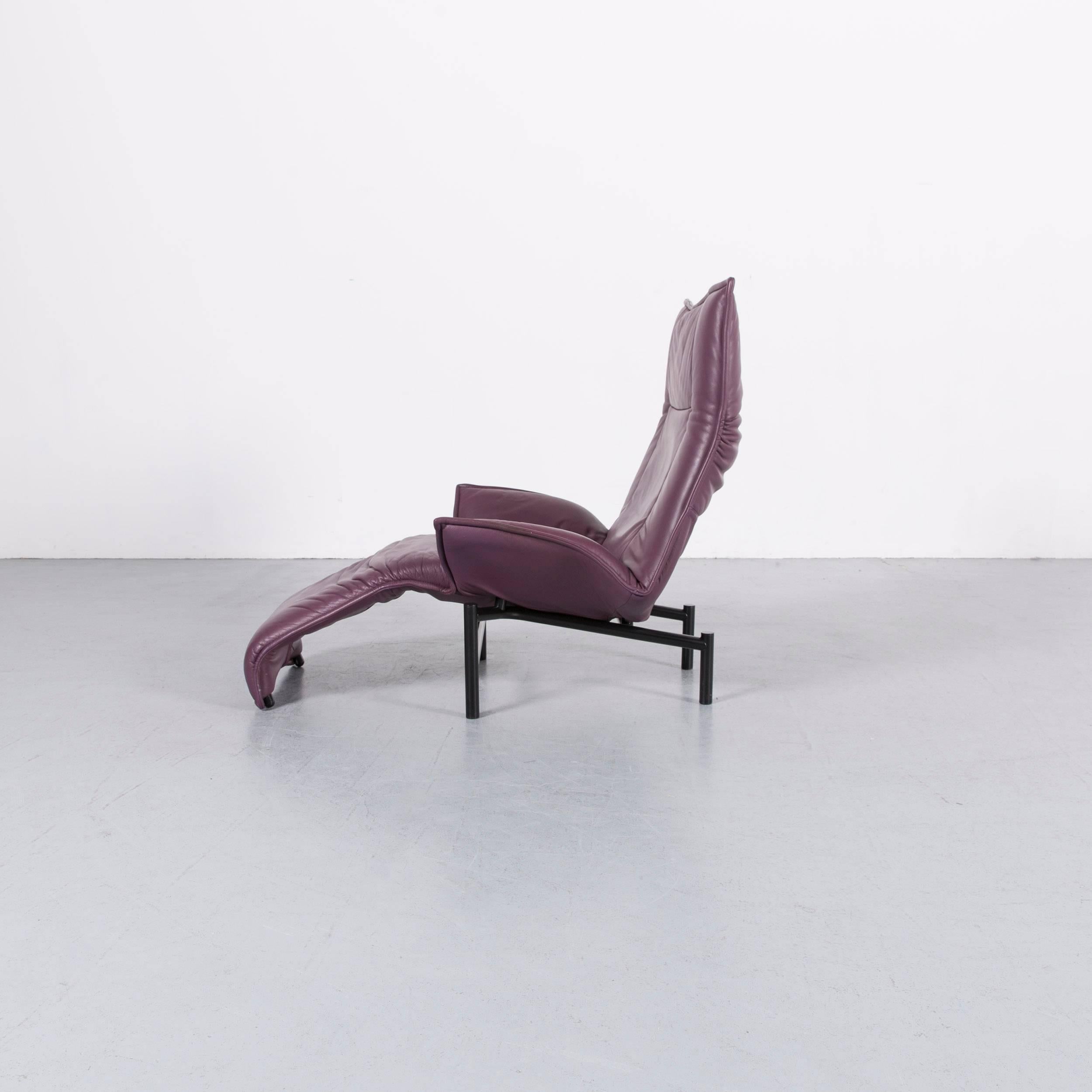 Cassina Veranda Designer Leather Armchair in Purple with Recliner Function 4