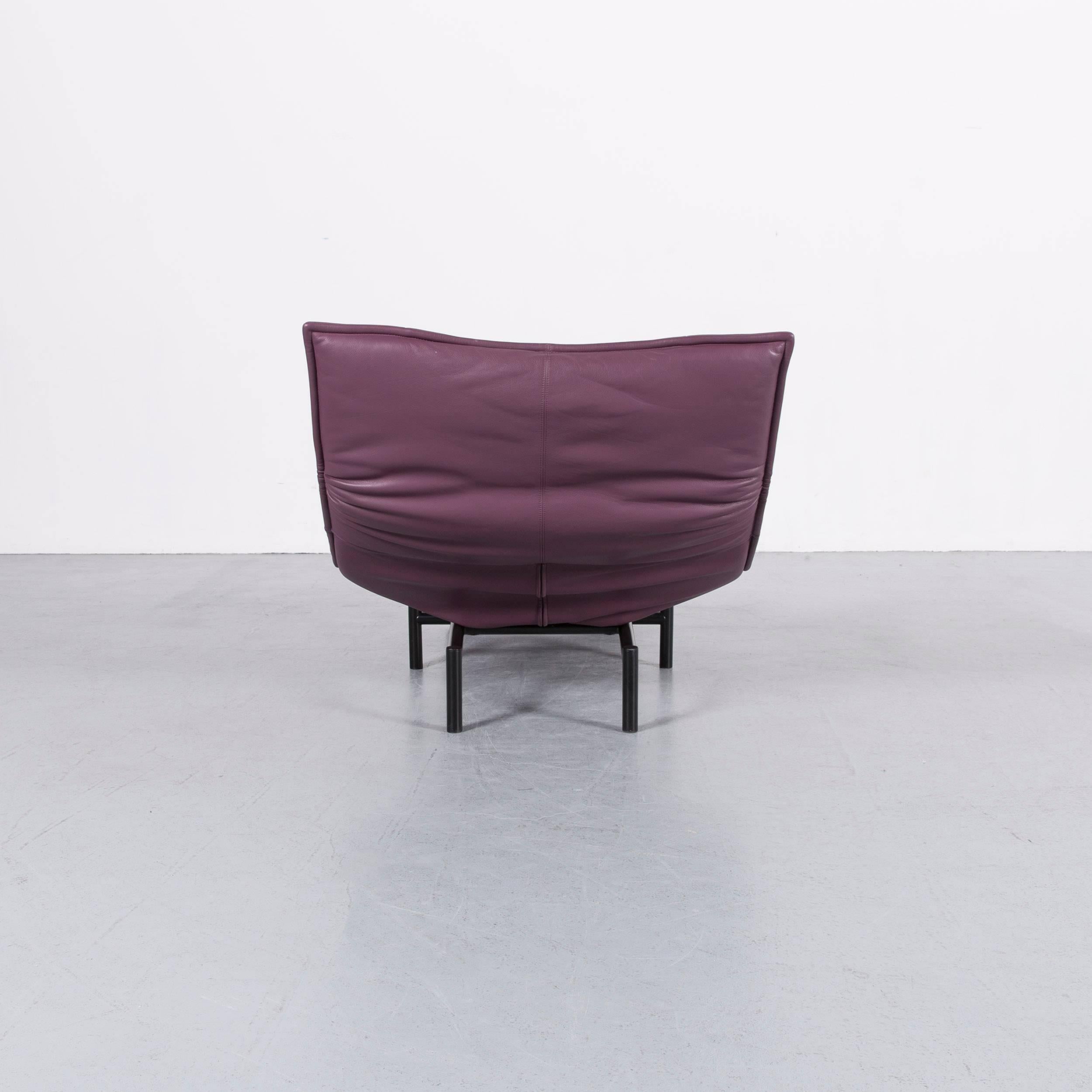 Cassina Veranda Designer Leather Armchair in Purple with Recliner Function 1