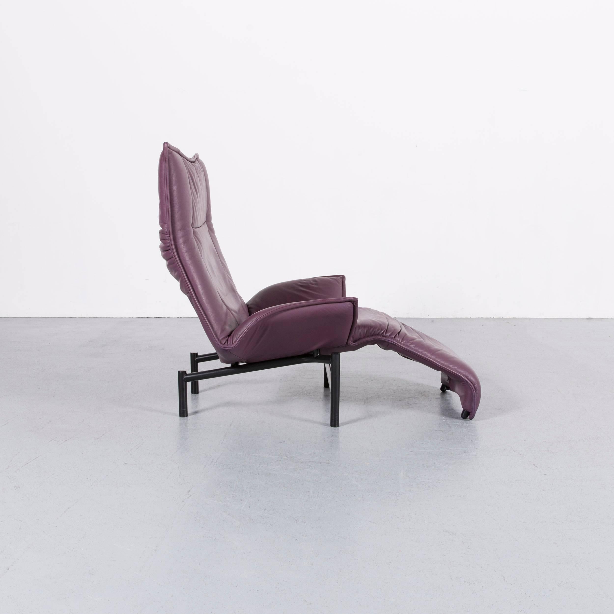 Cassina Veranda Designer Leather Armchair in Purple with Recliner Function 2