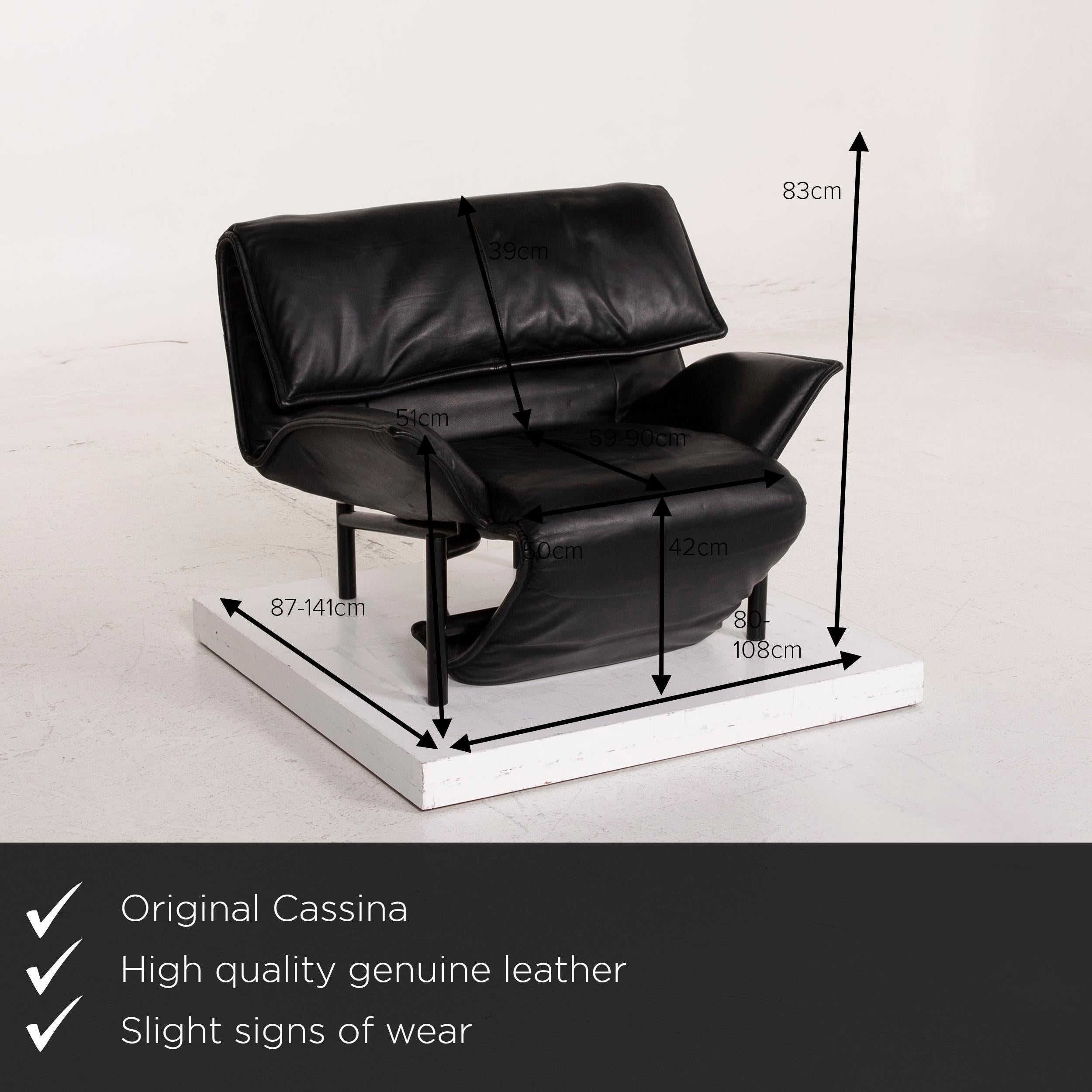 We present to you a Cassina Veranda leather armchair black relax function.
    
 

 Product measurements in centimeters:
 

Depth 87
Width 80
Height 83
Seat height 42
Rest height 51
Seat depth 59
Seat width 50
Back height 39.