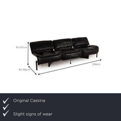 Dreisitzige Couch aus schwarzem Leder von Cassina Veranda