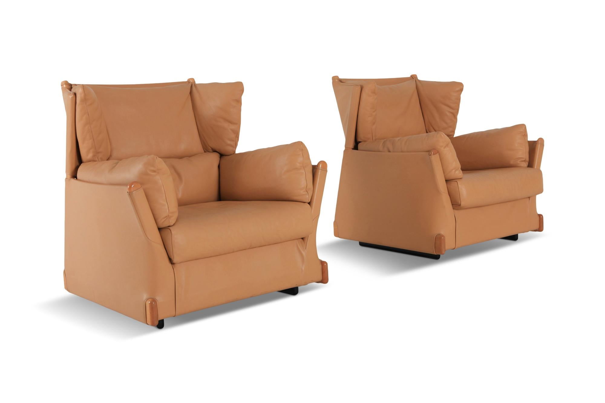 Leather Cassina 'Viola d'amore' Armchairs by Piero Martini