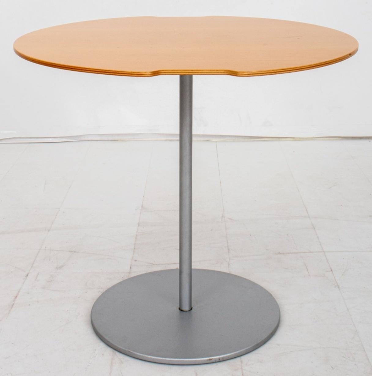 Cherry Cassina Wood And Steel Side Table, 20th C For Sale