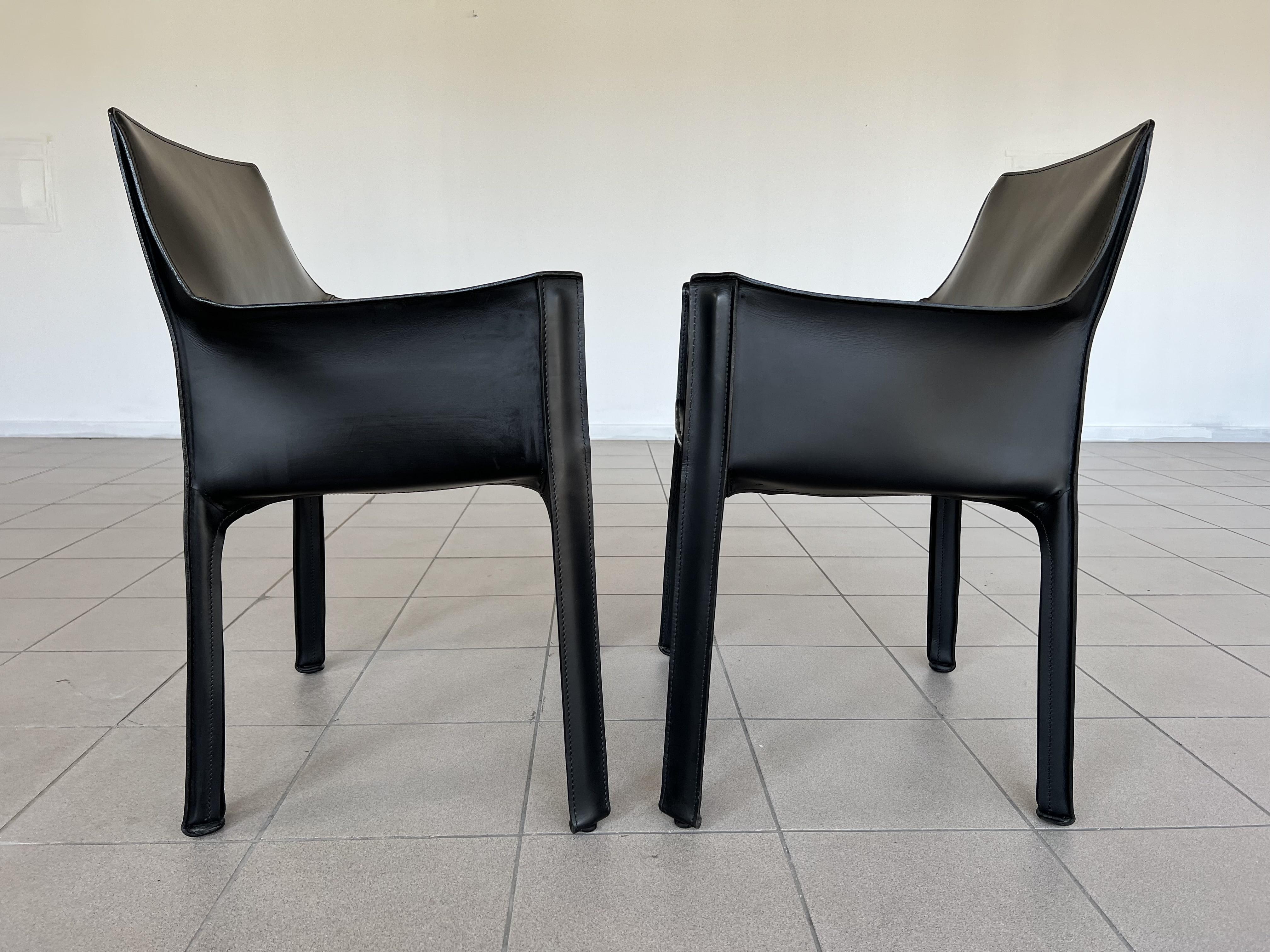 Cassina Y-2 Black Leather Lounge Armchairs Designed by Mario Bellini - a Pair 1