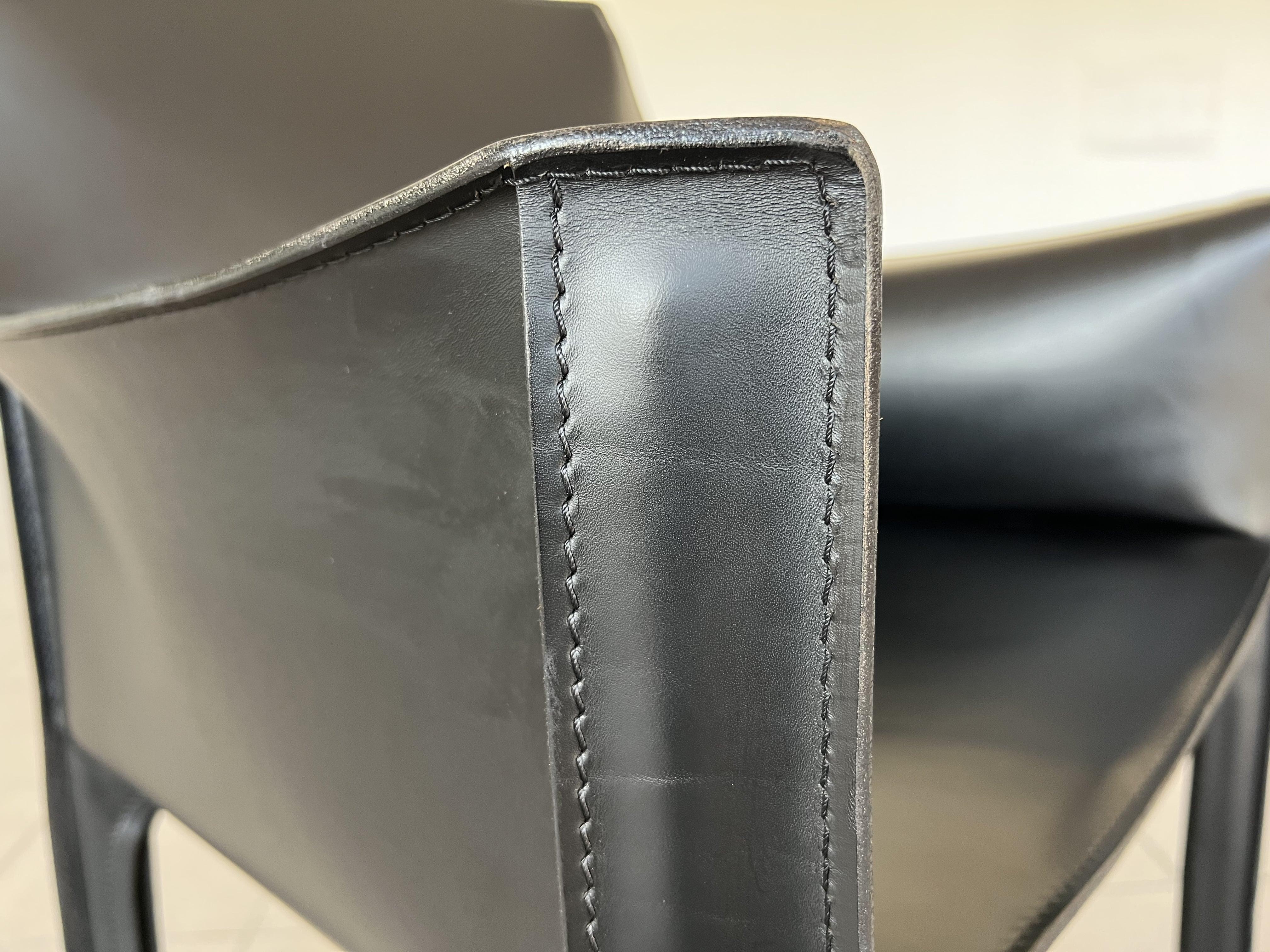 Cassina Y-2 Black Leather Lounge Armchairs Designed by Mario Bellini - a Pair 2