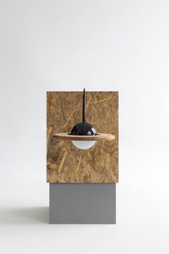 Cassini Sconce by Merve Kahraman, Iridescent Metal, Rattan & Opaque Glass