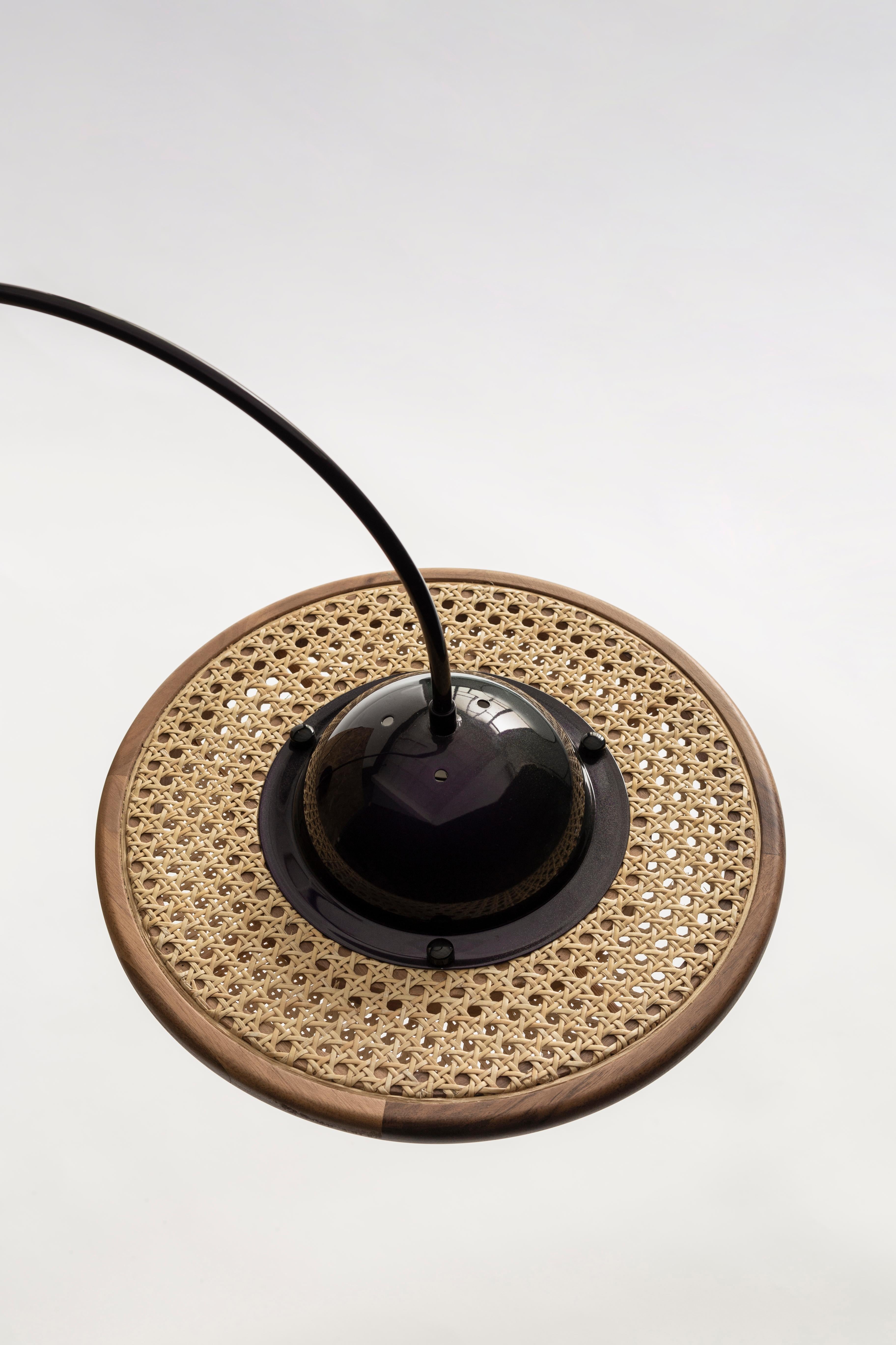 XXI secolo e contemporaneo Cassini Sconce di Merve KAHRAMAN, metallo cangiante, rattan e vetro opaco in vendita