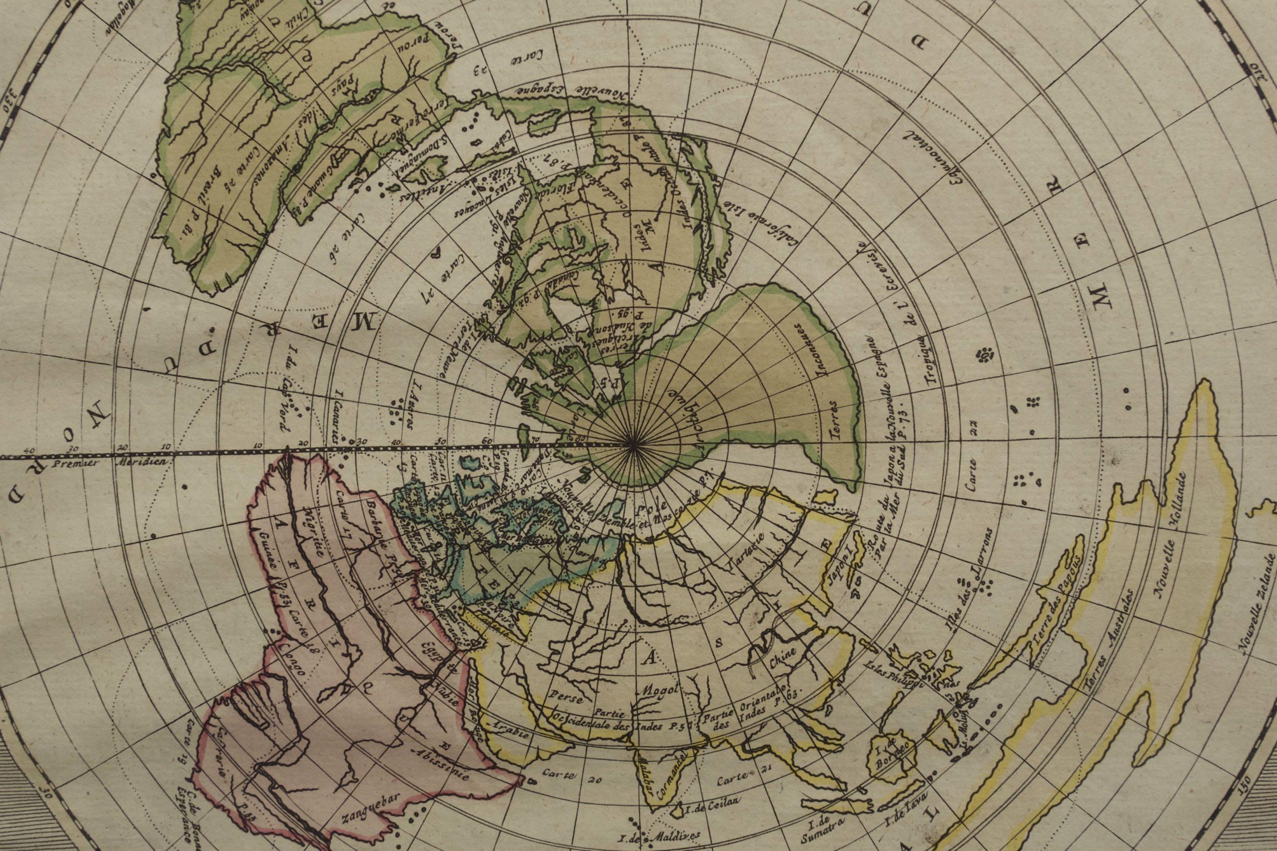 Cassini World Map “Planisphere Representant Toute L’etendue Du Monde” circa 1792 In Good Condition In Shippensburg, PA