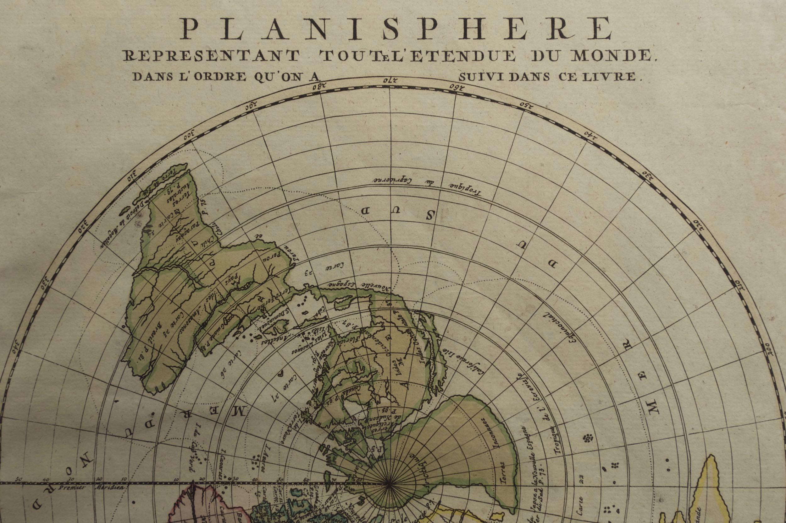Late 18th Century Cassini World Map “Planisphere Representant Toute L’etendue Du Monde” circa 1792
