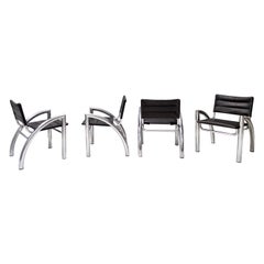 Chaise d'appoint en cuir noir "Cassiopea" par Gae Aulenti pour Elam, Italie, 1976