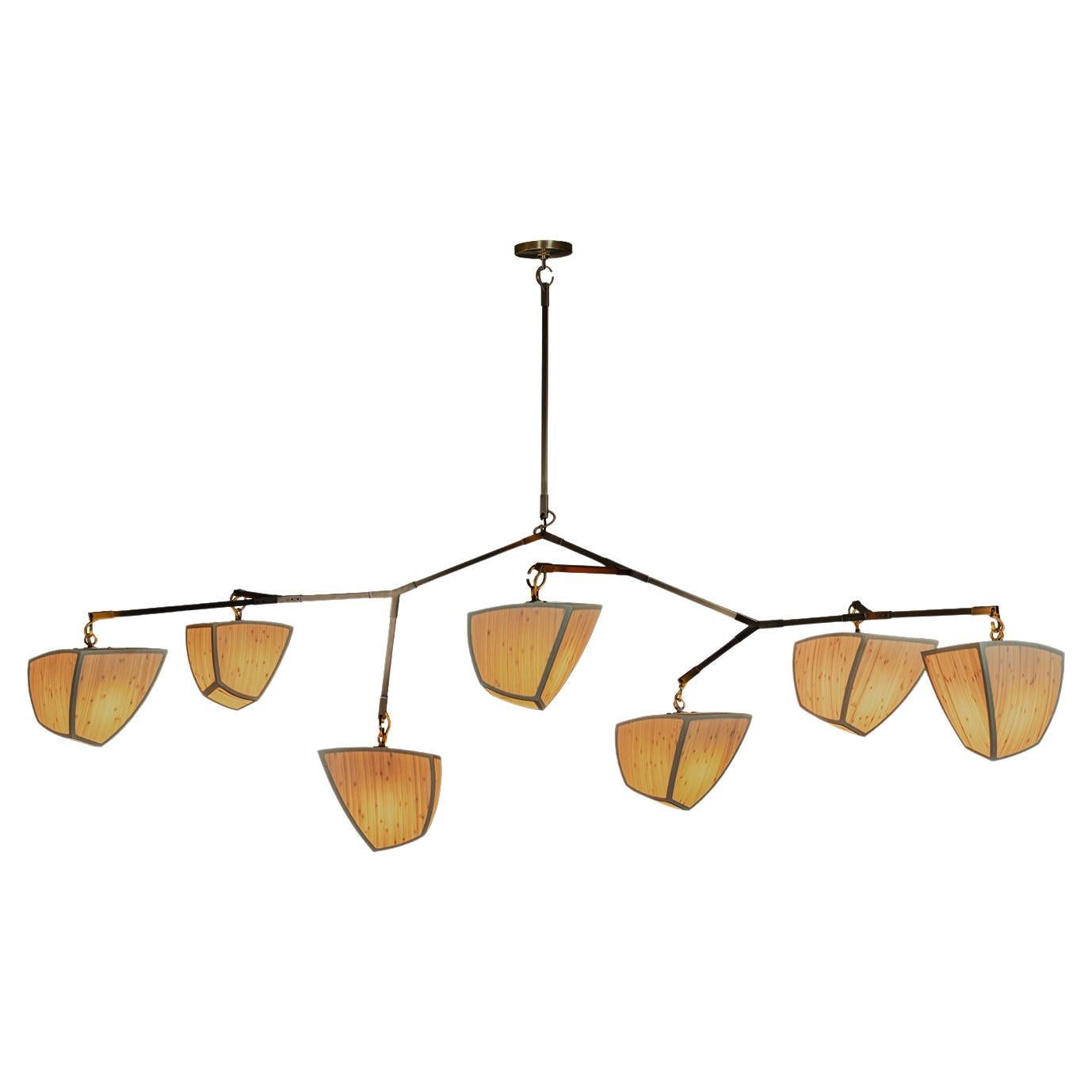 Bamboo Cassiopeia 7 V3: 4A3B Mobile Chandelier, handmade by Andrea Claire Studio For Sale
