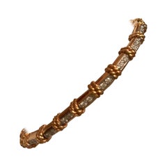 Cassis 18 Karat Rose Gold Diamond Bangle Bracelet with Rope Accent
