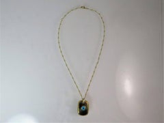 Cassis 18 Karat Yellow Gold Evil Eye Dog Tag Pendant
