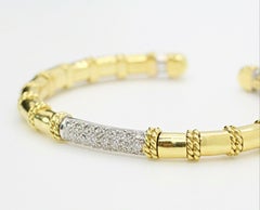 Cassis 18k Yellow Gold Diamond Rope Accent Cuff Bracelet