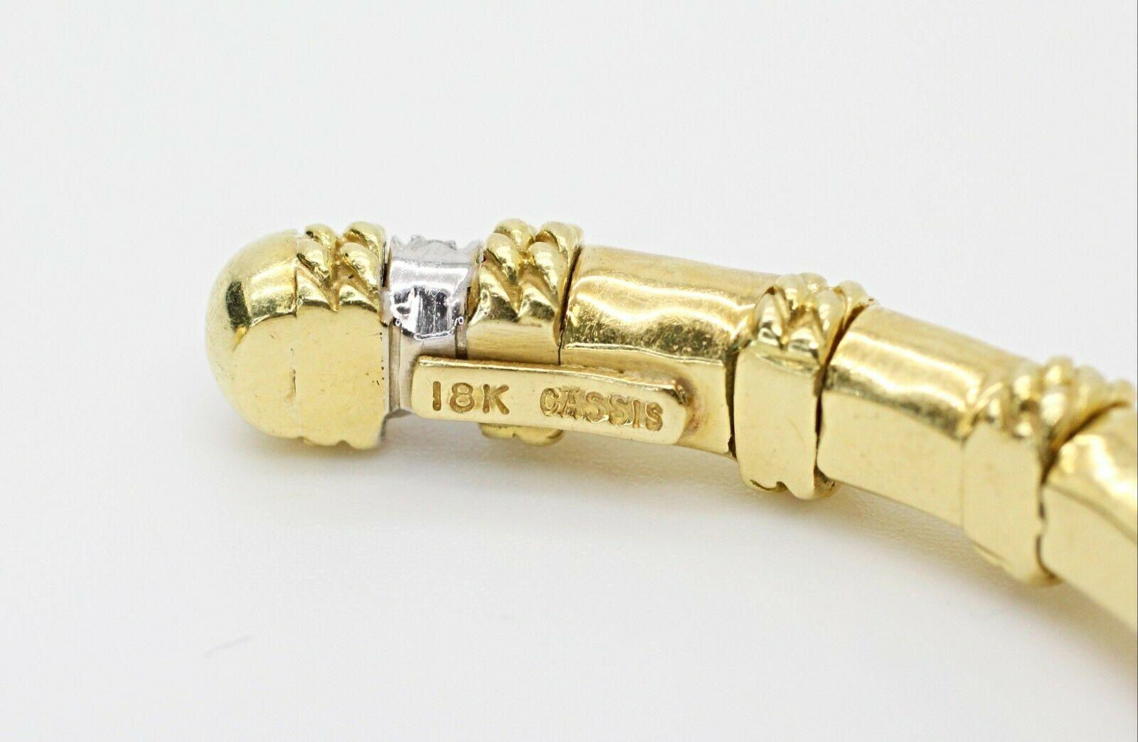 Modern Cassis 18k Yellow Gold Diamond Rope Accent Cuff Bracelet