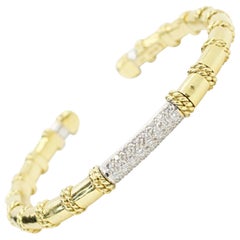 Cassis 18k Yellow Gold Diamond Rope Accent Cuff Bracelet