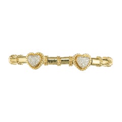 Cassis .55 Carat Diamond Yellow Gold Heart Bangle Bracelet